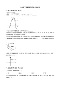 云南省昆明市七年级下学期数学期末考试试卷