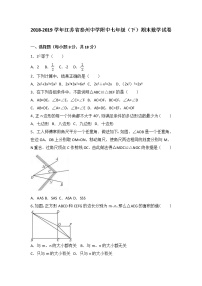 泰州中学附中2018-2019学年七年级下期末数学试卷含答案解析