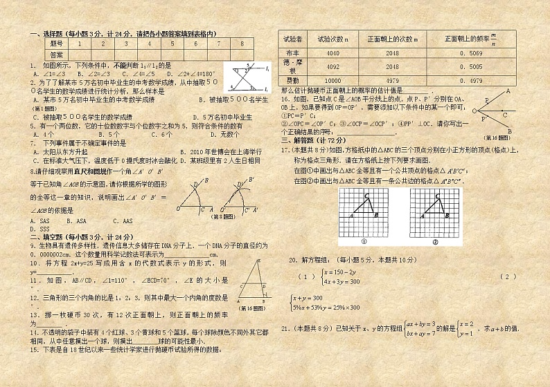 人教版七年级数学下册期末测试题+答案解析(共四套) (1)第1页