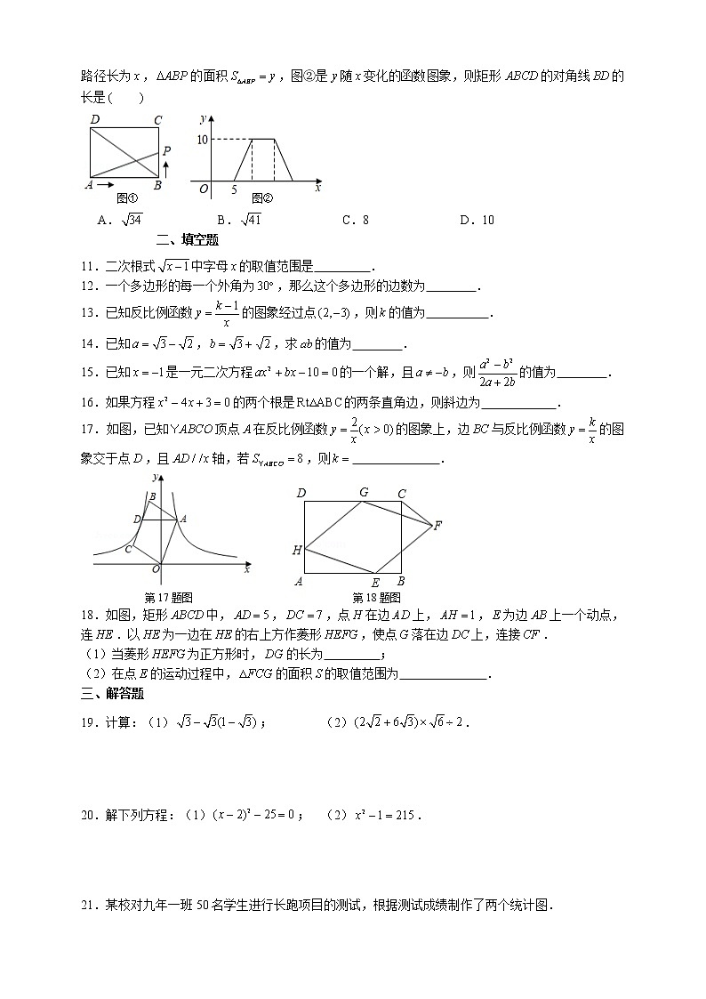 2020-2021学年浙教 八年级下册数学期末复习训练卷02