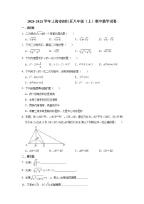 _上海市闵行区2020-2021学年八年级上学期期中数学试卷（word版 含答案）