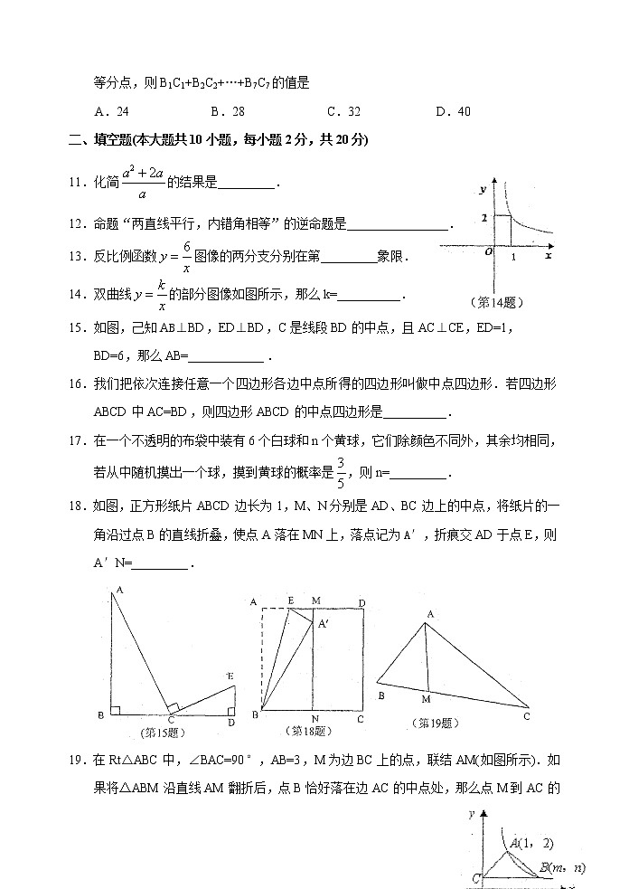 苏科版八年级数学下册期末测试 初二数学2203