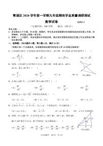 2021年上海市青浦区中考数学一模卷(配答案)