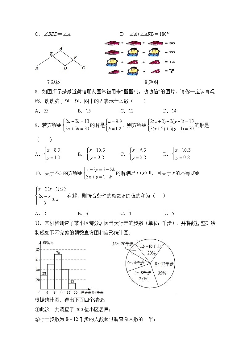 期末考试模拟训练题D卷-2020-2021学年人教版版七年级数学下册02