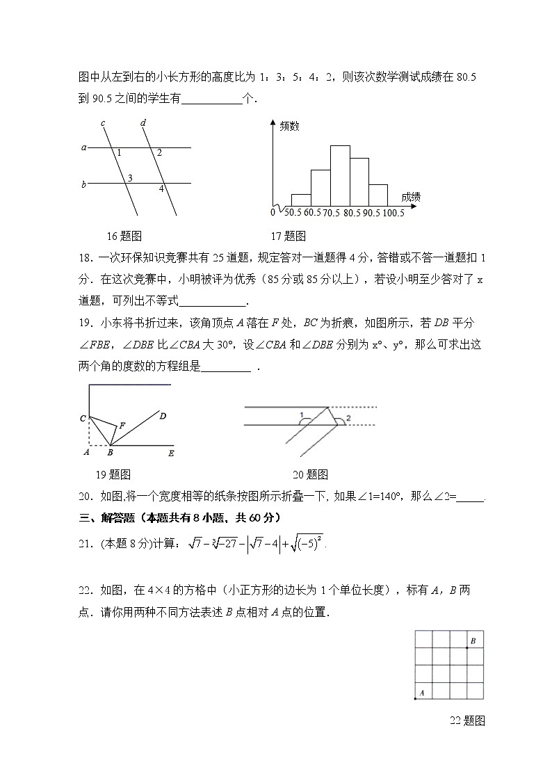 期末考试模拟训练题B卷-2020-2021学年人教版版七年级数学下册第3页