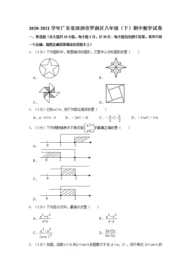 2020-2021学年广东省深圳市罗湖区八年级（下）期中数学试卷01