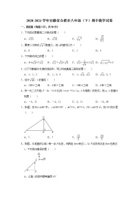 安徽省合肥市2020-2021学年八年级下学期期中数学试卷