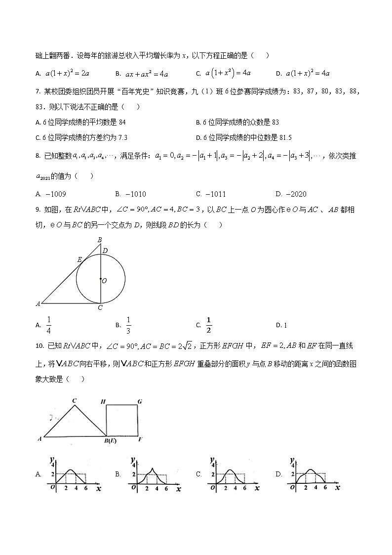 2021年安徽省合肥市包河区中考第二次模拟数学试卷（解析版）02