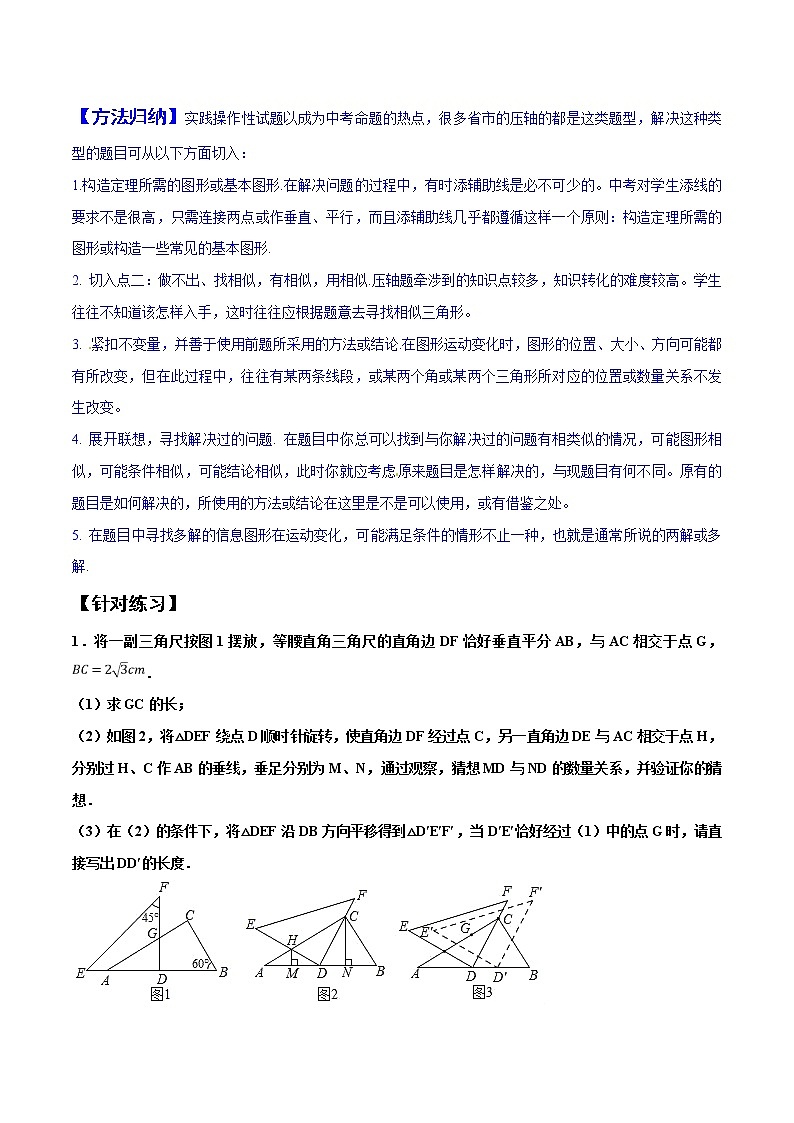 【精品】中考数学备考 专题2.1 以几何图形中的图形操作与变换问题为背景的解答题（原卷版+解析版）03