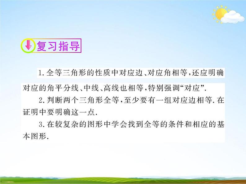 人教版中考数学专题总复习《全等三角形》练习题及答案精品教学课件PPT03