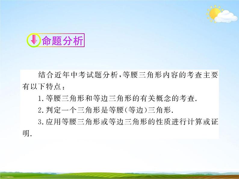 人教版中考数学专题总复习《等腰三角形》练习题及答案精品教学课件PPT02