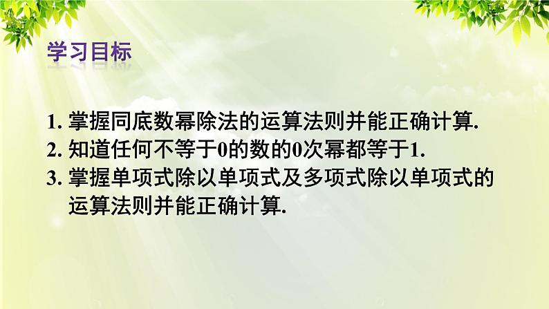 人教版八年级数学上册 第十四章 整式的乘法与因式分解 14.1.4 第3课时 整式的除法 课件03