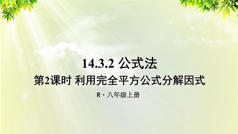 人教版八年级数学上册 第十四章 整式的乘法与因式分解  14.3.2 公式法 第2课时 利用完全平方公式分解因式 课件01