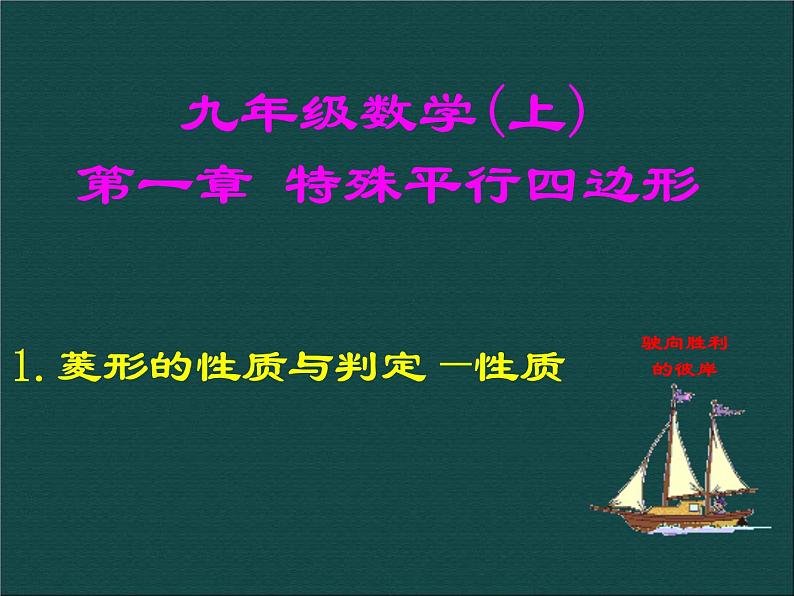 北师大版九年级上册《特殊的平行四边形》菱形的性质与判定_课件1(10p)第1页