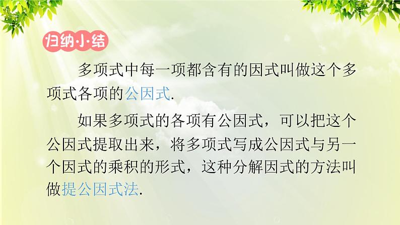 人教版八年级数学上册 第十四章 整式的乘法与因式分解  14.3.1 提公因式法课件08