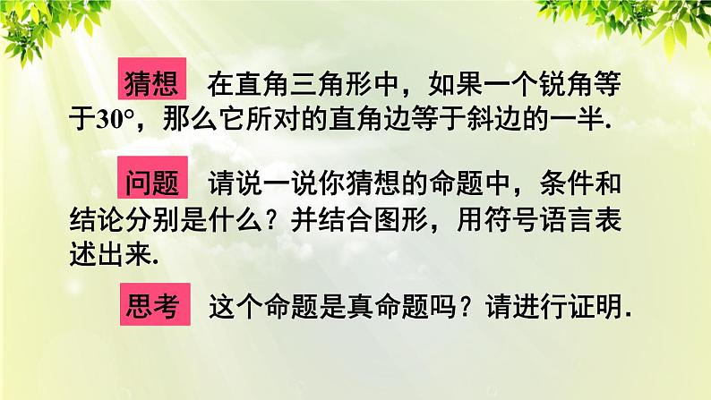 人教版八年级数学上册 第十三章 轴对称  13.3.2 第二课时 含30°角的直角三角形的性质课件05