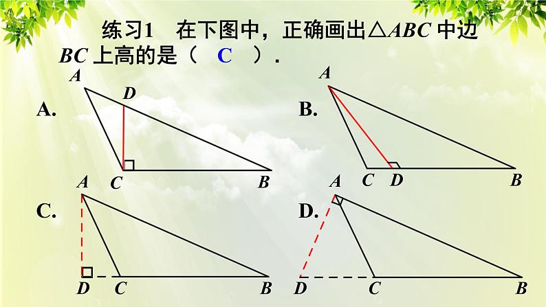 人教版八年级数学上册 第十一章 三角形  11.1.2 三角形的高、中线与角平分线课件08