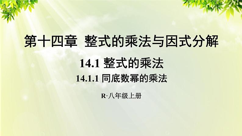 人教版八年级数学上册 第十四章 整式的乘法与因式分解  14.1.1 同底数幂的乘法课件01