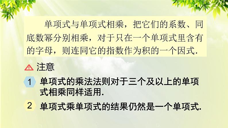 人教版八年级数学上册 第十四章 整式的乘法与因式分解  14.1.4 第1课时 单项式与单项式、多项式相乘课件08