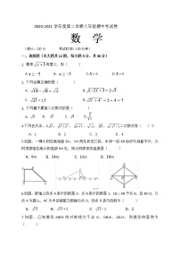 广西钦州市2020-2021学年八年级下学期期中考试数学试题（word版 含答案）