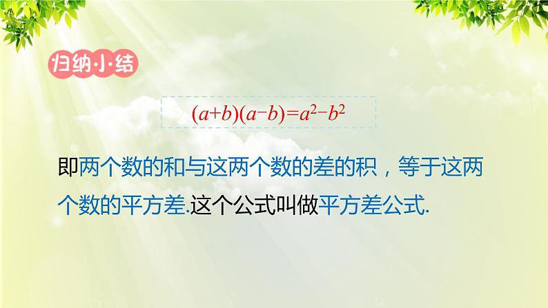 课件 人教版八年级数学上册 第十四章 整式的乘法与因式分解  14.2.1 平方差公式课件07