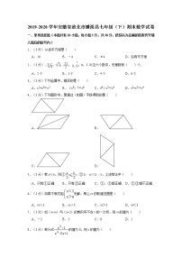 2019-2020学年安徽省淮北市濉溪县七年级（下）期末数学试卷