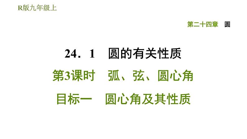 人教版九年级上册数学课件 第24章 24.1.3目标一　圆心角及其性质01