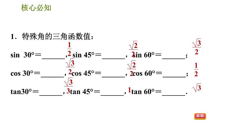 沪科版九年级上册数学课件 第23章 23.1.3  30°，45°，60°角的三角函数值05