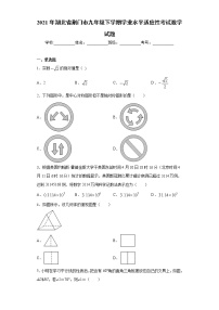 2021年湖北省荆门市九年级下学期学业水平适应性考试数学试题(word版含答案）