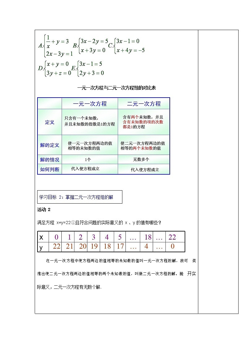 人教版七年级数学下册《8.1 二元一次方程组3》教案教学设计初一优秀公开课第3页