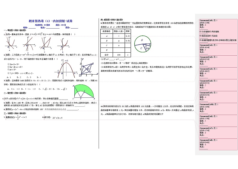 人教版2021年九年级上学期期末测试终极数学试卷9第1页