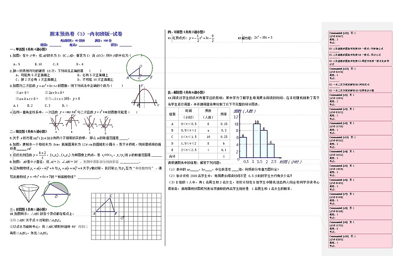 人教版2021年九年级上学期期末测试终极数学试卷7第1页