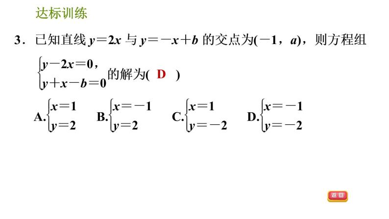 人教版数学八年级下册  6.1  《一次函数与二元一次方程组的关系及其应用》训练课件（含答案）06