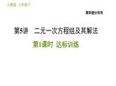 人教版数学七年级下册  5.1  《二元一次方程组及其解法》训练课件（含答案）