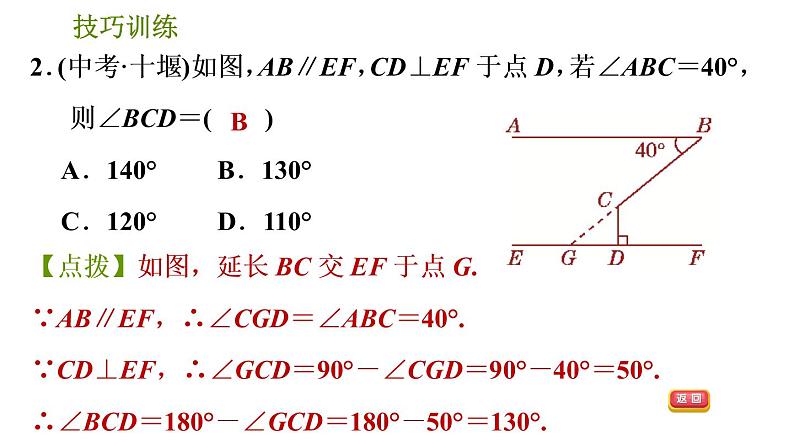 人教版数学七年级下册  2.2  《平行线中常见作辅助线的技巧的九种类型》训练课件（含答案）第4页