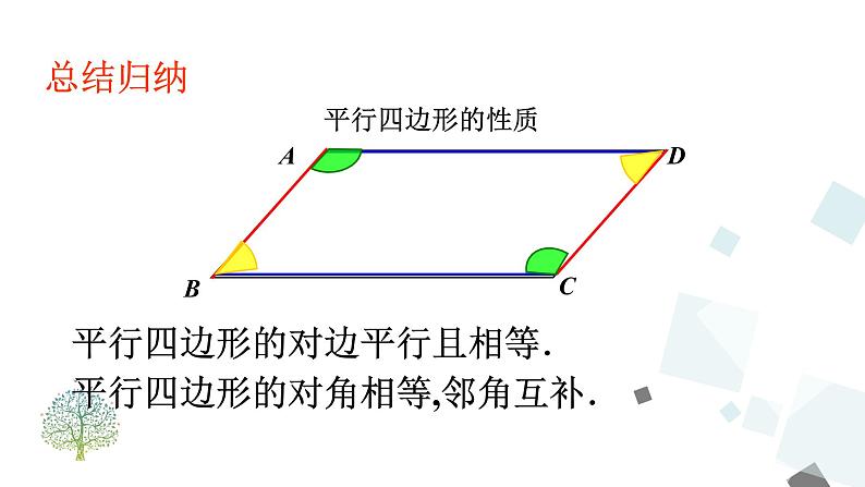 人教版数学八年级下册第十八章平行四边形18.1.1 第1课时 平行四边形的边、角的特征课件08
