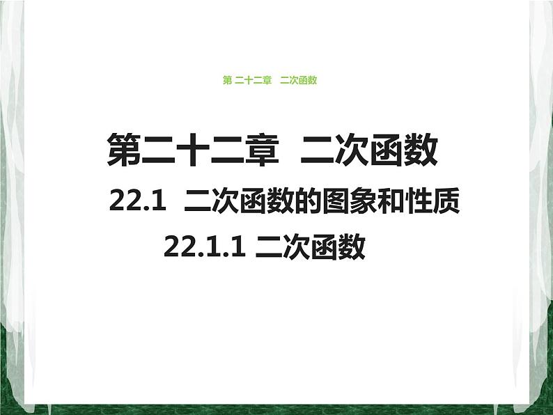 人教版数学九年级上册第二十二章 二次函数 22.1.1  二次函数课件01