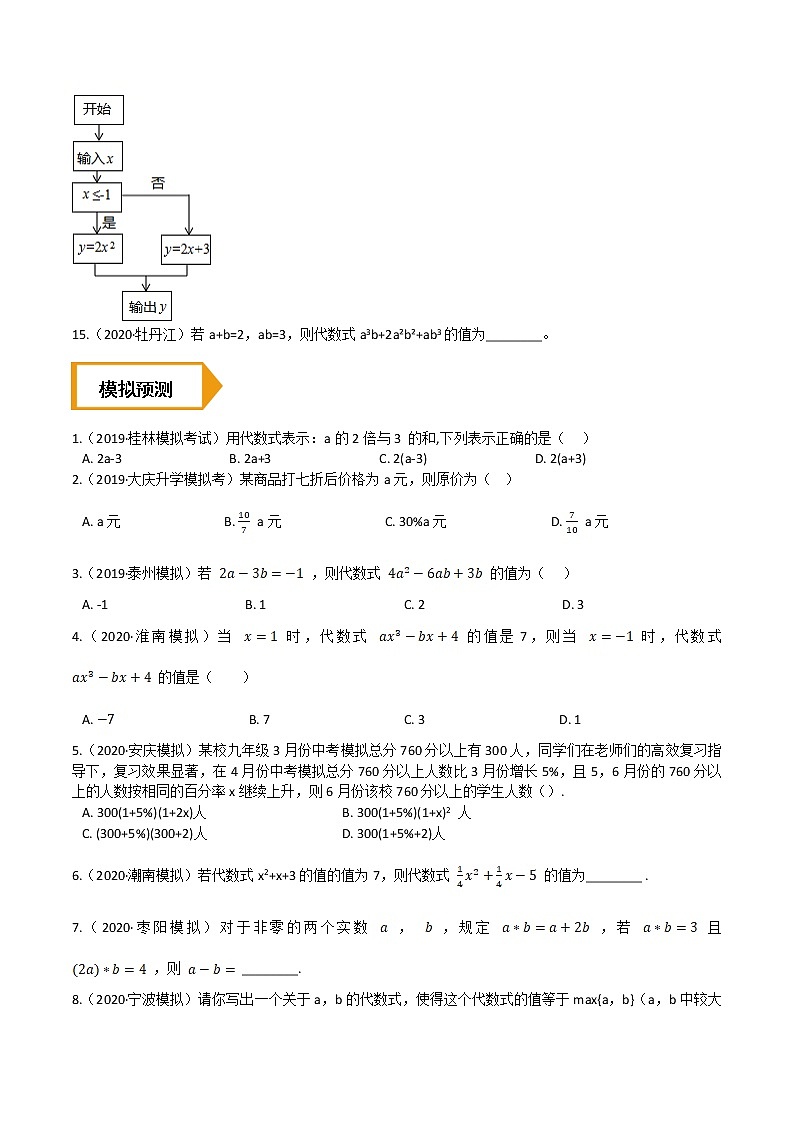考点03  代数式—2021年《三步冲刺中考•数学》（全国通用）之第1步小题夯基础（原卷+解析）03