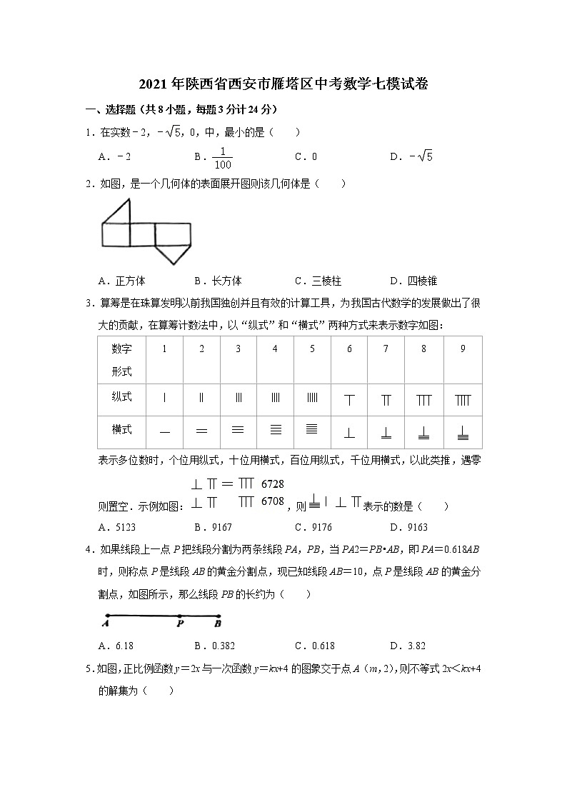 2021年陕西省西安市雁塔区高新中考数学七模试卷01