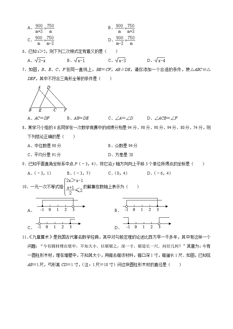 2021年湖南省长沙市望城区初中毕业学业考试模拟检测数学试题第2页