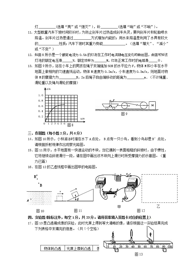 2021年贵州省贵阳市中考模拟（三）物理试题03