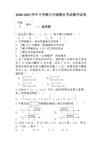 云南省普洱市2020-2021学年七年级下学期期末考试数学试卷