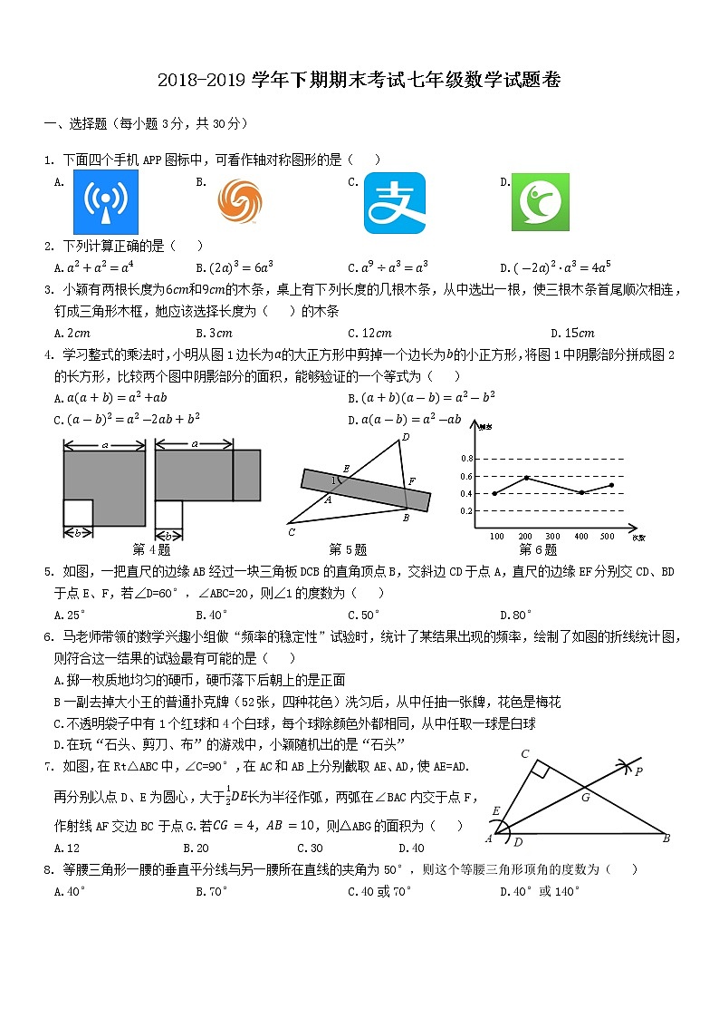 2018—2019学年河南省郑州市七年级下期末测试01