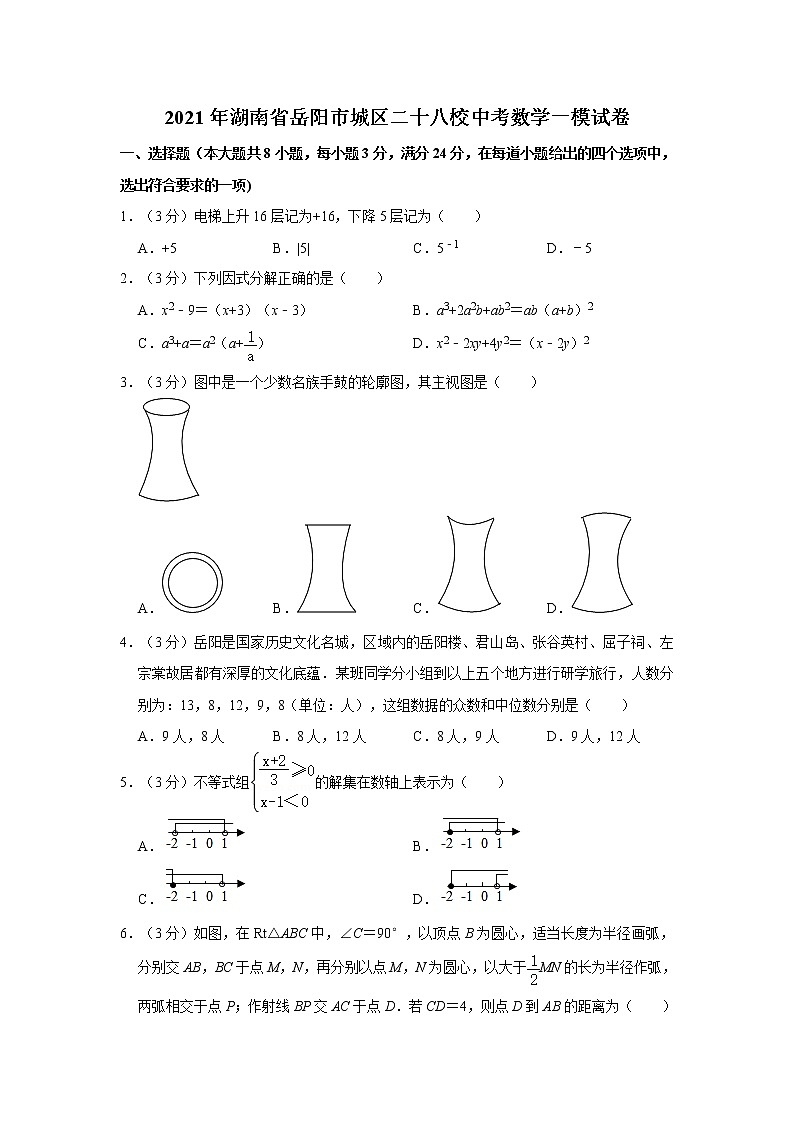 2021年湖南省岳阳市城区二十八校中考数学一模试卷01