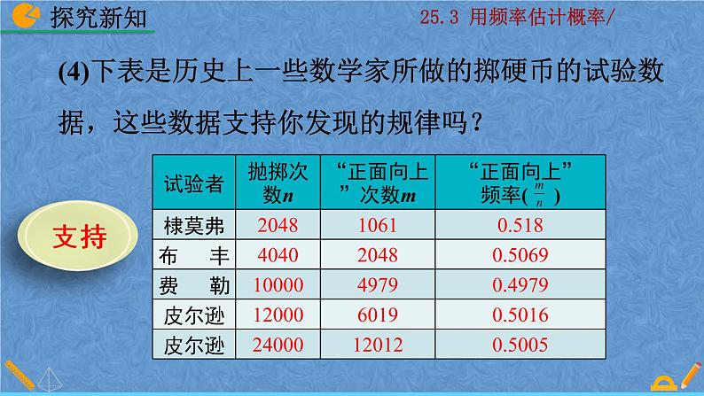 人教版九年级上册数学 第二十五章  概率初步 25.3 用频率估计概率课件08