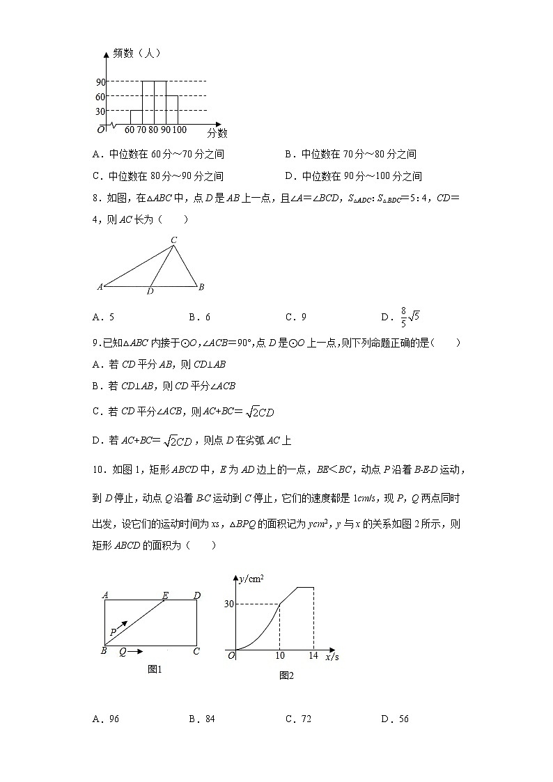 2021年安徽省蚌埠市经济开发区中考数学二模试题（word版 含答案）02