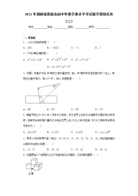 2021年湖南省娄底市初中毕业学业水平考试数学模拟试卷（二）（word版 含答案）