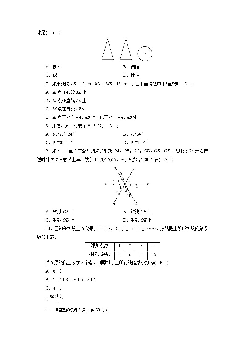 人教版七年级上册数学试题－第四章 几何图形初步  单元测试 （含答案）02