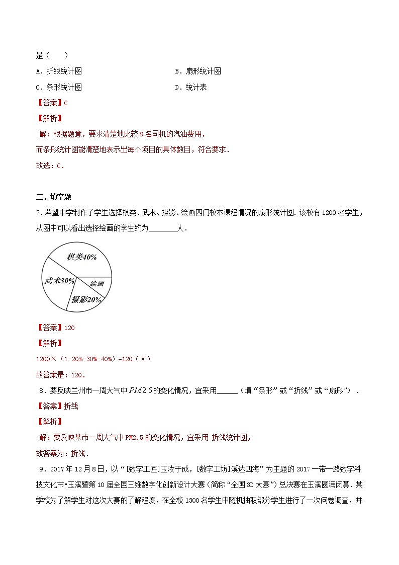 人教版七年级下册数学第十章数据的收集、整理与描述【压轴题专项训练】（解析版）03