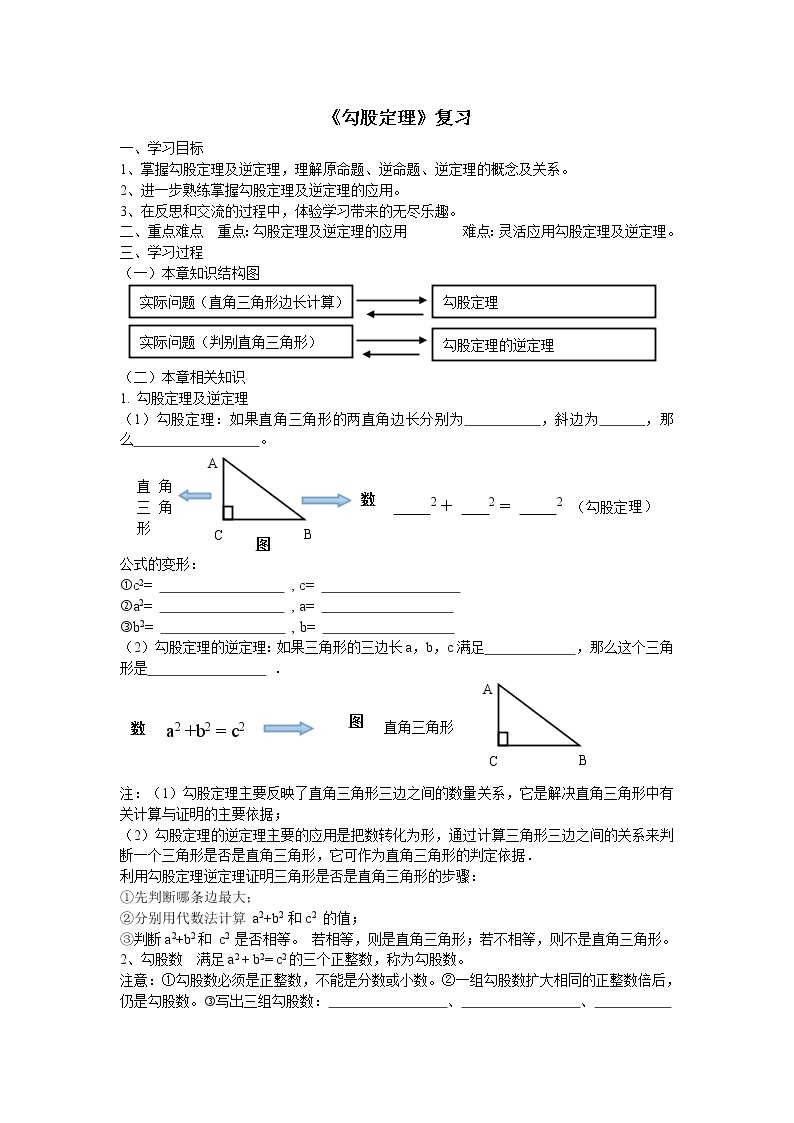 人教版数学八年级下第十七章复习 学案01